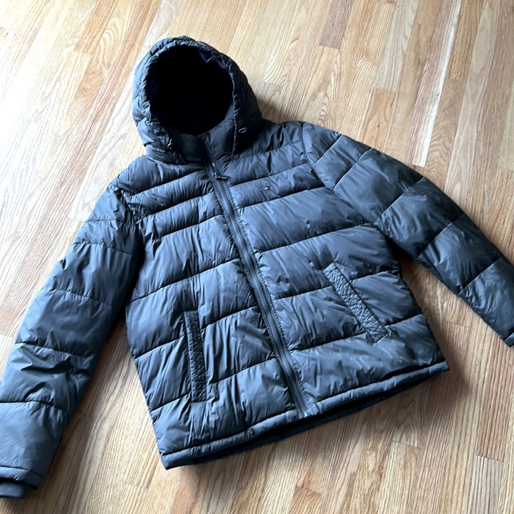 Tommy Hilfiger Mens Hooded Puffer - Olive Green XXL